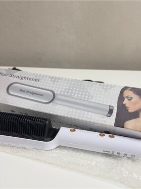 White Hair Straightening Brush for Women - Smooth, Fast Styling